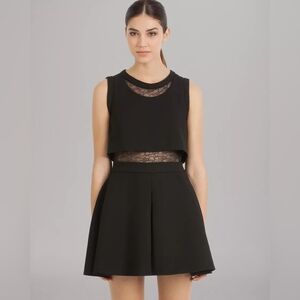 Maje Foleda Lace Insert Swing Skirt Dress
